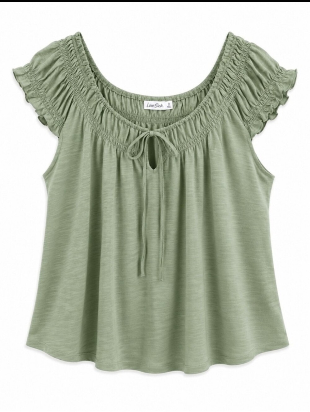 Torrid Sage Green Smocked Scoop Tie Flutter Top Sz 2X